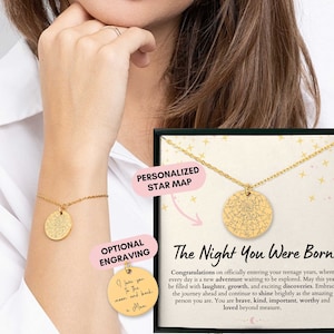 Cadeau de 13 ans, carte du ciel personnalisée par date, carte du ciel personnalisée, 13 ans, cadeau personnalisé, bracelet, cadeau pour fille, adolescent
