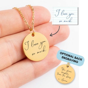 Handwriting Necklace, Handwriting Gift, Actual Handwriting, Personalized, Custom Handwriting Jewelry, Memorial Gift, Rememberance Gift