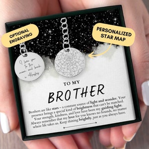 Cadeau frère de sœur, cadeau frère personnalisé, carte des étoiles personnalisée par date, porte-clés frère, cadeau de Noël frère, cadeau d’anniversaire frère