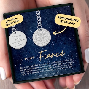 Cadeau de fiancé pour lui, cadeau d’anniversaire de fiancé, carte d’étoiles personnalisée par date, porte-clés personnalisé, cadeau de fiancé, cadeau de Noël de fiancé, personnalisé