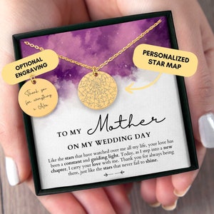 Cadeau de la mère du marié du fils, cadeau de la mère du marié du marié, collier personnalisé, carte des étoiles personnalisée par date, cadeau du jour du mariage
