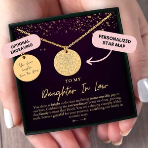 Schwiegertochter Geschenk, Geschenk von Schwiegermutter, benutzerdefinierte Sternkarte nach Datum, meine Schwiegertochter ist mein Lieblingskind, personalisierte Halskette
