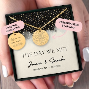 La nuit où nous nous sommes rencontrés, carte des étoiles personnalisée par date, cadeau d'anniversaire personnalisé, cadeau pour elle, cadeau pour femme, cadeau pour petite amie, cadeau d'anniversaire