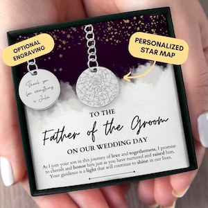Cadeau pour le père du marié de la mariée, Cadeau pour le père du marié, porte-clé personnalisé, beau-père, carte des étoiles personnalisée par date, jour du mariage