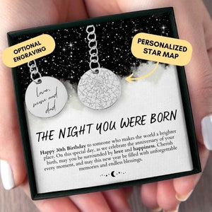 30esimo regalo di compleanno per lui, Mappa stellare personalizzata per data, Grafico stellare personalizzato, 30esimo regalo di compleanno, Portachiavi personalizzato, Regalo per figlio, Fidanzato