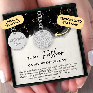 Cadeau du père du marié du fils, cadeau du père du marié, porte-clés personnalisé, cadeau du marié, carte des étoiles personnalisée par date, jour du mariage