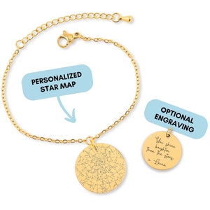 Personalisierte Sternkarte Armband, benutzerdefinierte Sternkarte nach Datum, benutzerdefinierte Sternkarte, Sternbild Karte, Geschenk für sie, Geburtstagsgeschenk, Weihnachtsgeschenk