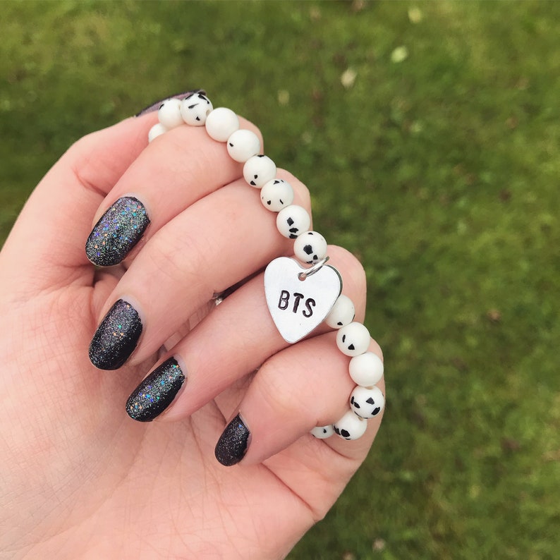 BTS Heart Charm Bead Bracelet Jimin Jungkook Taehyung V | Etsy