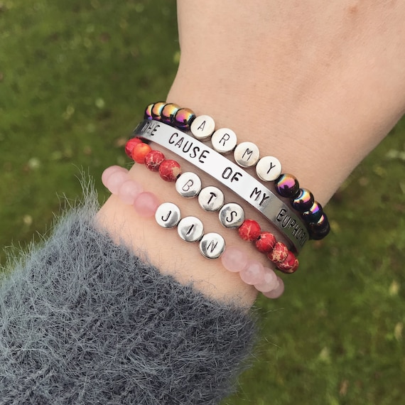BTS Bead Bracelet Bangtan Kpop Army Handmade Silver Jimin Jungkook