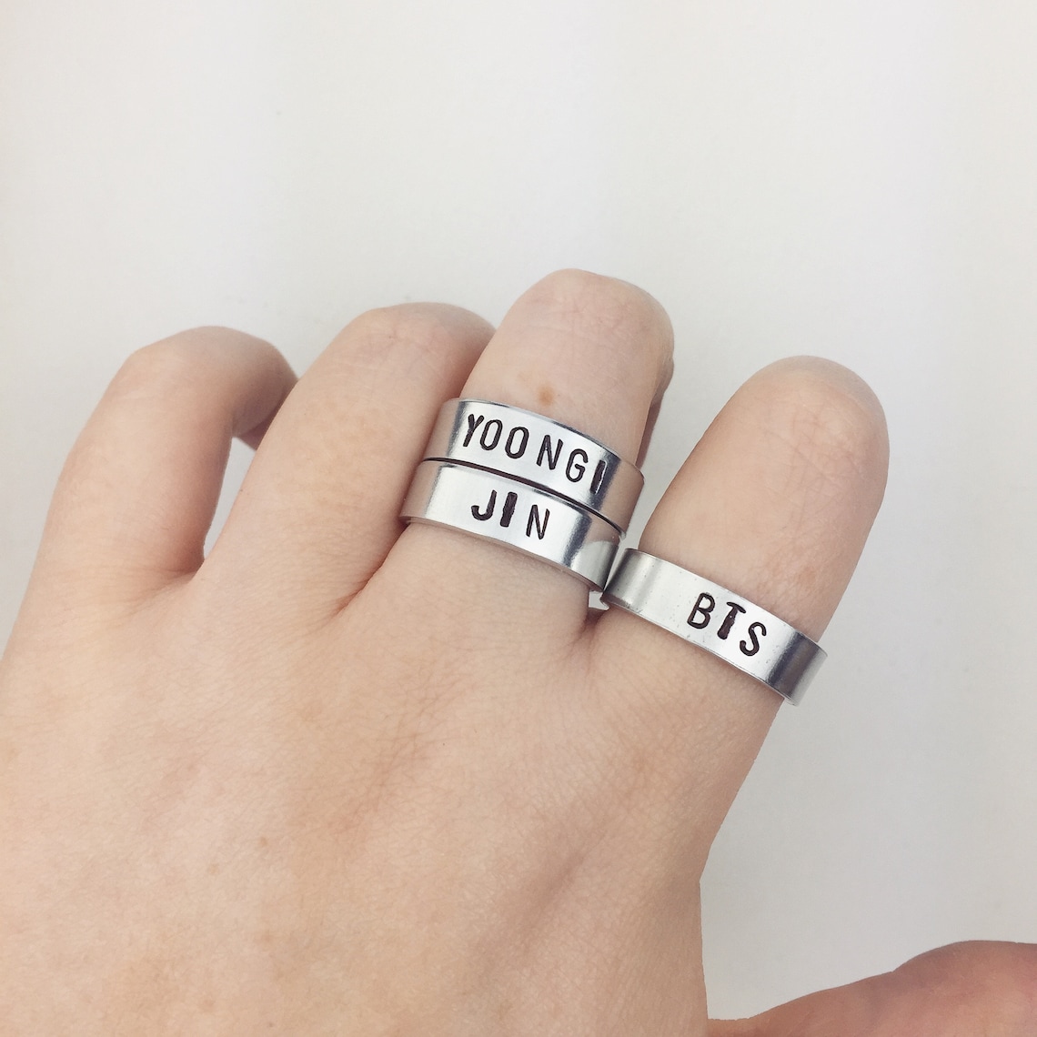 BTS Ring Silver Jimin Jungkook V Suga Jin J-hope Taehyung RM | Etsy India