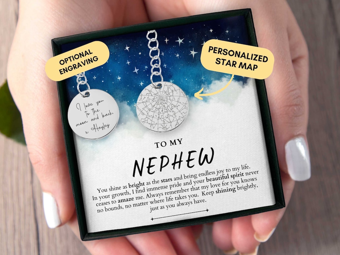 Nephew Gift From Aunt, Personalized, Gift for Nephew, Custom Star Map ...