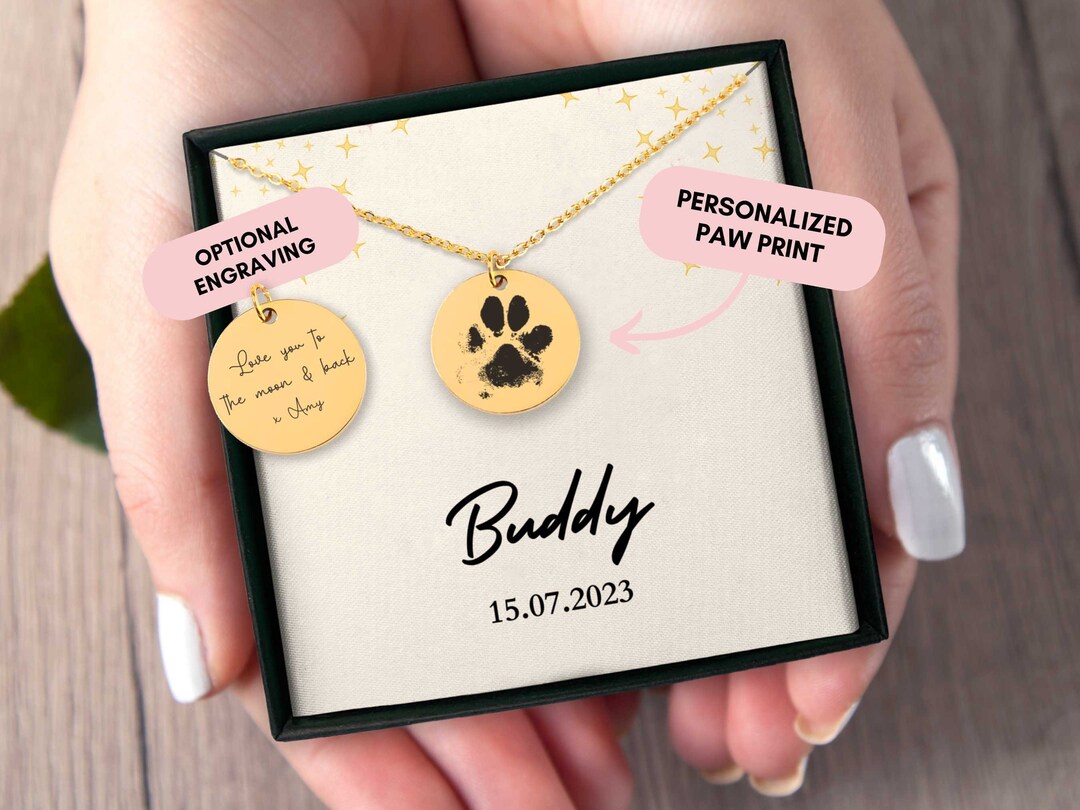 Custom Paw Print Necklace, Dog, Cat, Personalized Pet Memorial Necklace ...