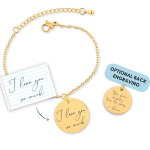 Handwriting Bracelet, Handwriting Gift, Actual Handwriting, Personalized, Custom Handwriting Jewelry, Memorial Gift, Rememberance Gift