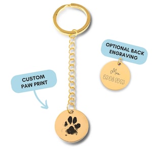 Custom Paw Print Keychain, Dog, Cat, Personalized Pet Memorial Keychain, Engraved Pet Photo Keyring, Pet Memorial Gift, Pet Jewelry Gift