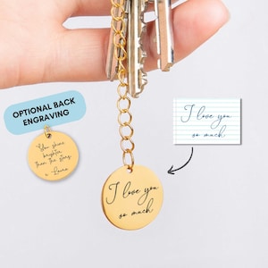 Handwriting Gift, Handwriting Keychain, Actual Handwriting, Personalized, Custom Handwriting Jewelry, Memorial Gift, Rememberance Gift
