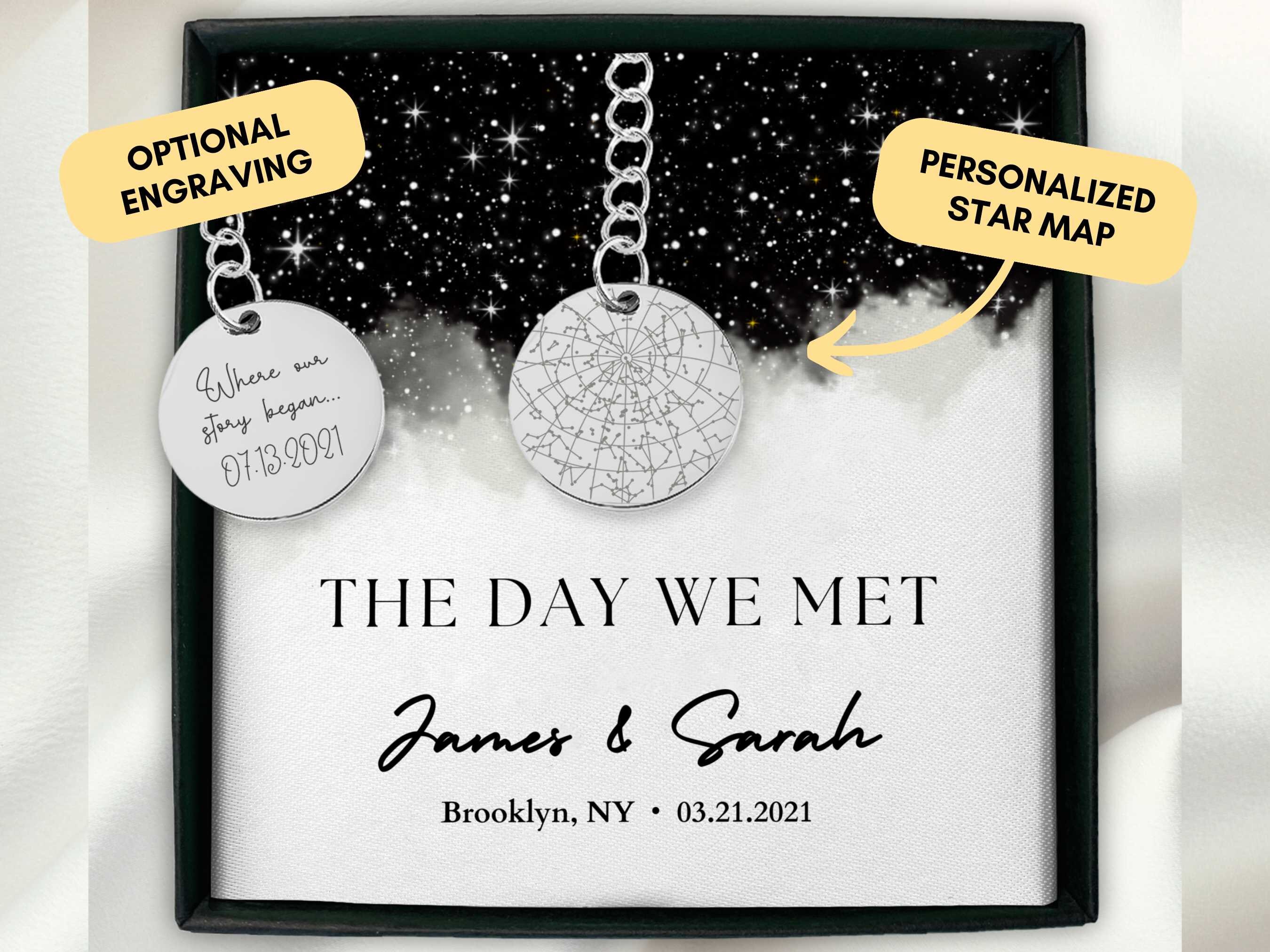 Custom Star Map Keychain, The Day We Met, The Start Of Us Keepsake