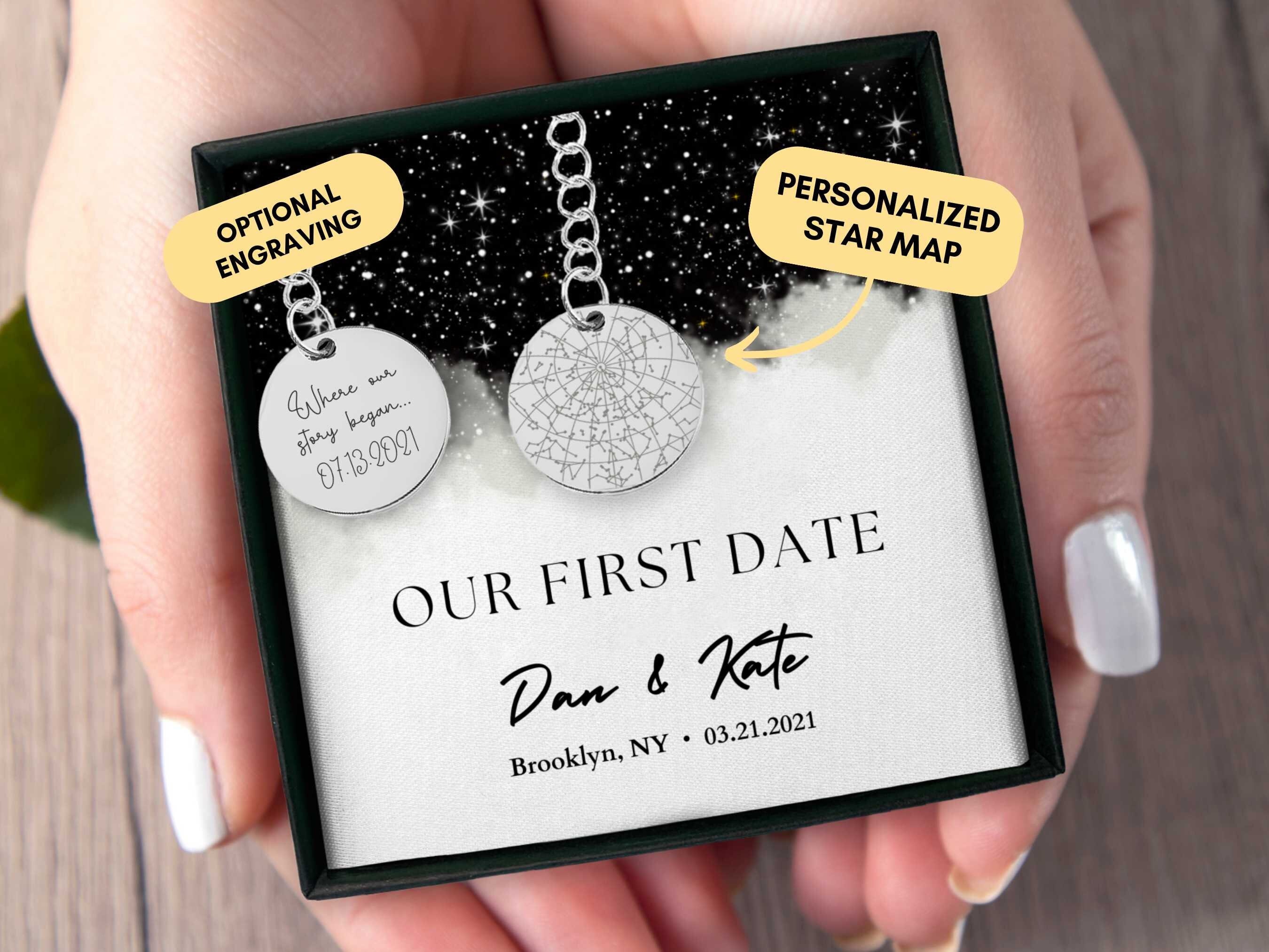Custom First Date Map, 1 2 3 5 10 Year Anniversary Gifts for