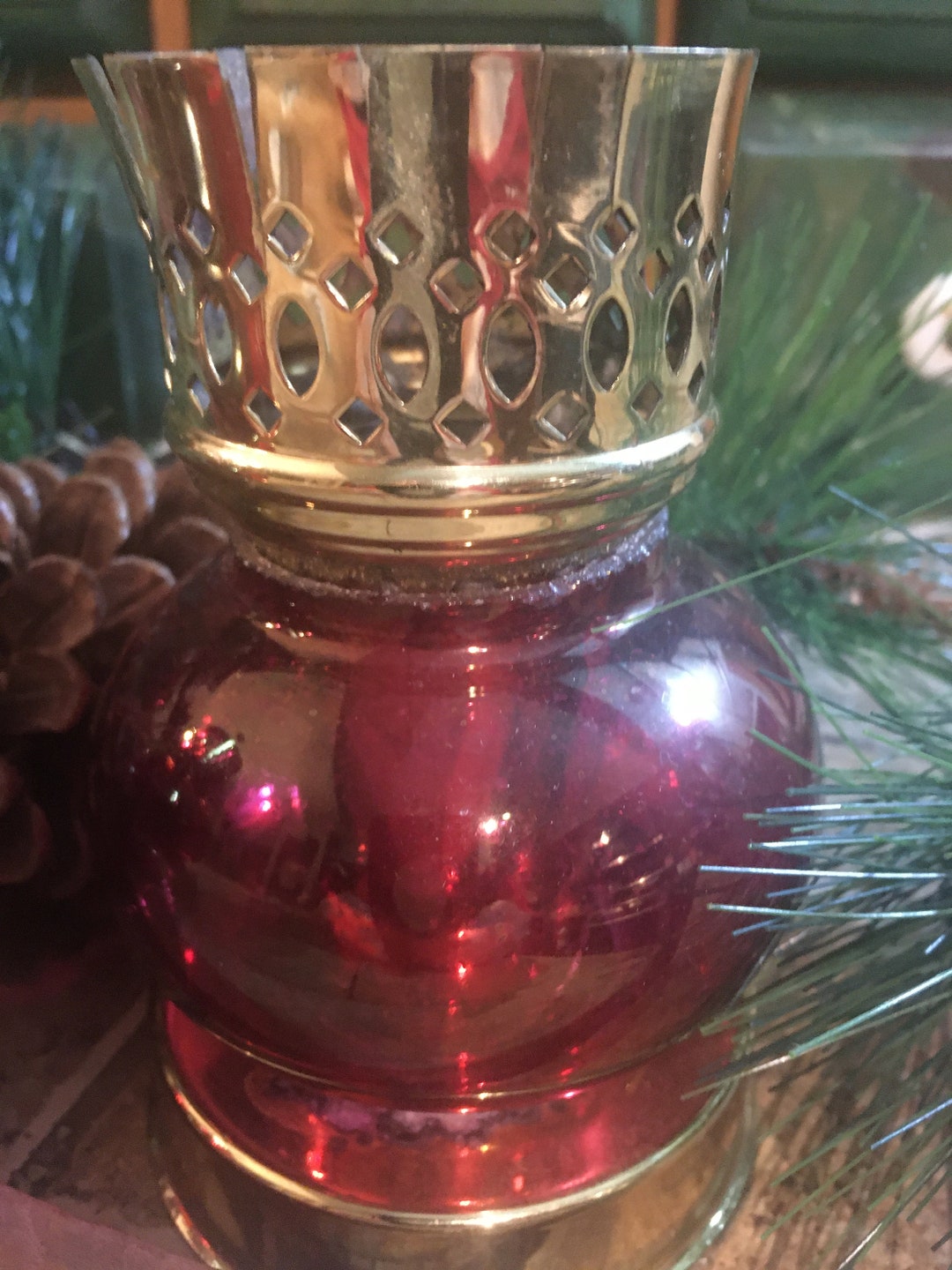 Antique Cranberry Glass Candle Holders Late 1800s Good Etsy