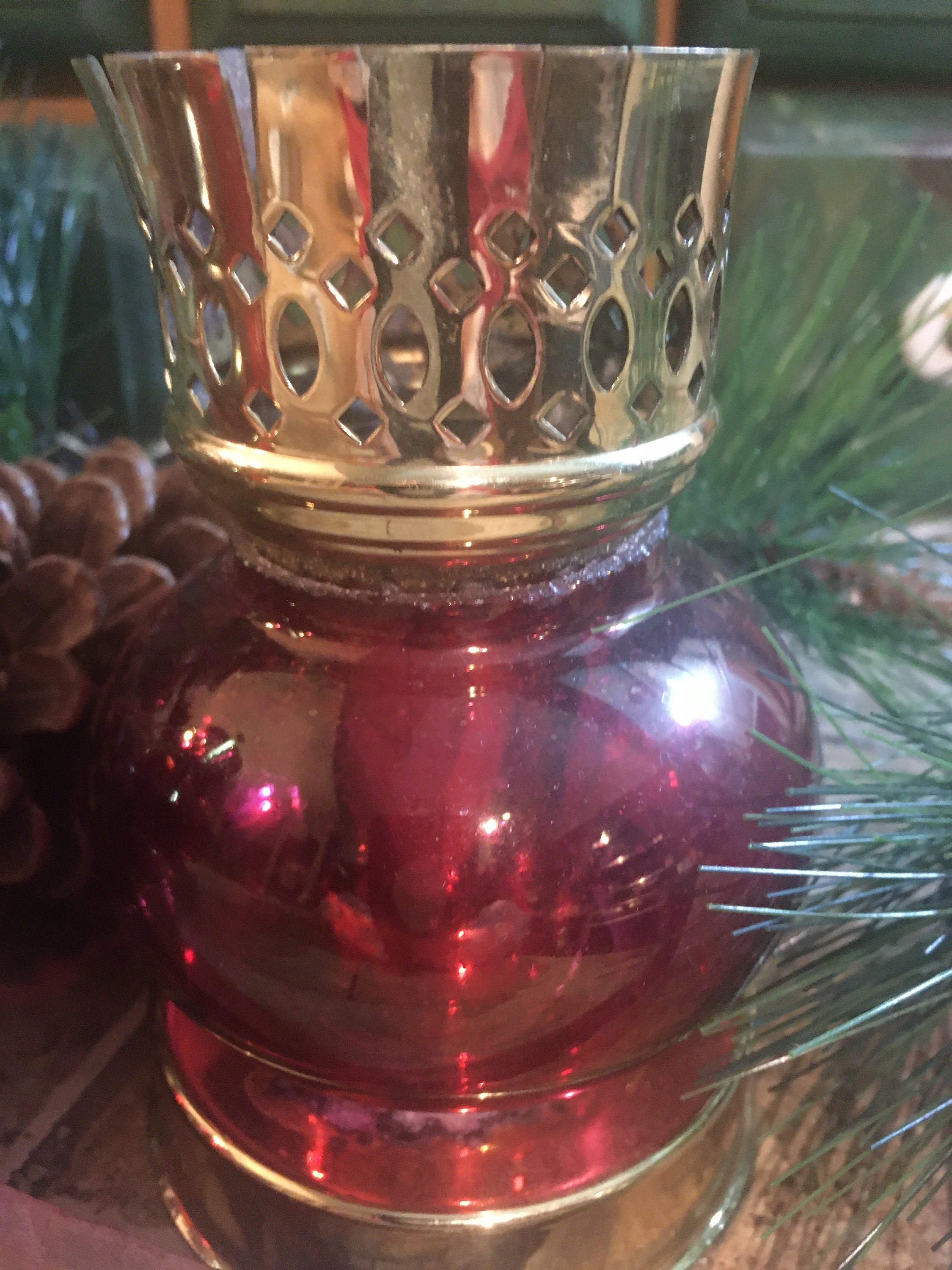 Antique Cranberry Glass candle holders late 1800s good Etsy