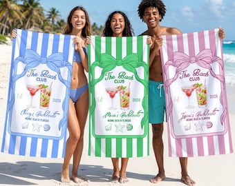 Toalla de playa personalizada para despedida de soltera, toalla con nombre personalizado, toalla para la fiesta de la novia, regalo para damas de honor, recuerdo para la fiesta nupcial, artículo esencial para las vacaciones.