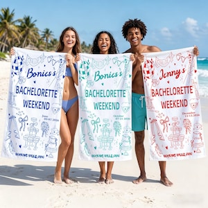 Personalized Bachelorette Beach Towel,Custom Name Towel,Resort Essential Bride Custom Summer Weekend Towel,Bride Squad Pool Vacation Towel