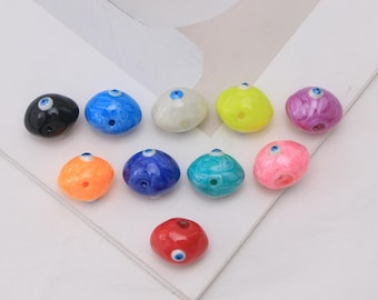 Conjunto de 5 contas de vidro esmaltado com o símbolo do olho grego, contas espaçadoras coloridas de cristal com o símbolo do olho grego, para confecção de bijuterias DIY.
