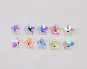 Conjunto de 5 pingentes de vidro em formato de estrela, pingentes de cristal com olho grego, ideais para confecção de bijuterias e artesanato.