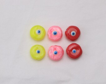 Conjunto de 5 contas redondas de cristal com o olho grego, contas espaçadoras coloridas com o olho grego, para confecção de joias e artesanato DIY.