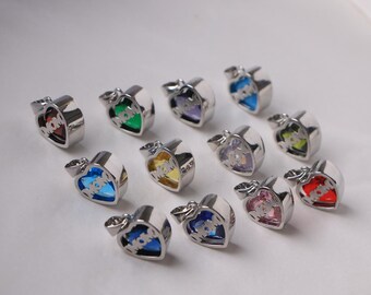 Silber Herzform Birthstone Charme, Muticolor Zirkon Herz Anhänger, für romantische Schmuck DIY Projekt (DB-1092)