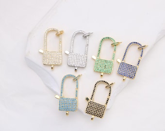 2Pcs Gold-Plated Lobster Clasp inlaid Zircon Charm Connector For DIY Bracelet Necklace Jewelry Making