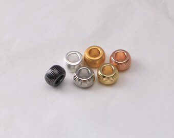 10Pcs Dainty Thread Texture Large Hole Spacer Beads, for DIY Beading Bracelet 18k Gold Plated Jewelry Accessories