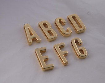 18K Gold Plated Initial Letter Chubby Spacer Bead, Double-sided hollowing, Alphabet Beads for DIY Bracelet Jewelry Making (DB-1093)