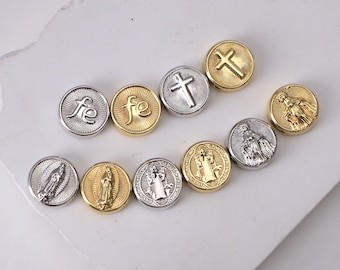 2 Stücke Gold Jungfrau Maria Perle, Kreuz Spacer Perlen, religiöser Rosenkranz katholischer Schmuck