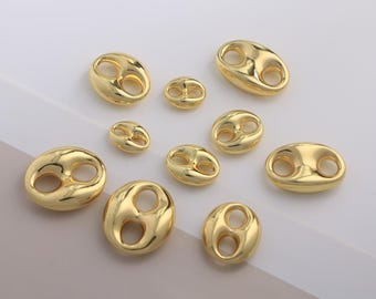 2pcs Coffee Bean Beads, Gold Connector Beads, Necklace Bracelet Connector Beads for Jewelry Findings (DB-1045)