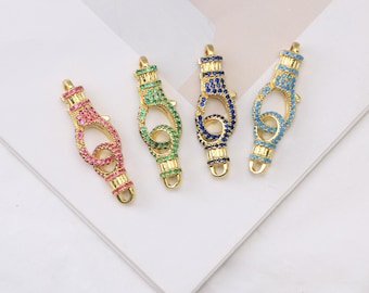2Pcs 18K Gold Filled Micro Paved CZ  Clasp Closure Jewelry component for necklace and bracelet