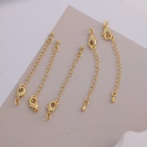 10 st förgyllda mässingsförlängningskedja, karabinlås med förlängningskedja 70 mm (DB-1050)