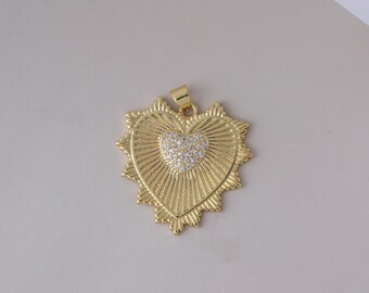 Micro Paved Zircon Heart Pendant, Romantic Love Heart Jewelry Findings, for DIY Jewelry Making Supply (DB-1103)