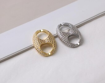 2pcs Gold/Silver Chain Connectors, Zircon Coffee Bean Connector Beads For Necklace Bracelet DIY Jewelry Making Accessories  (DB-1067)