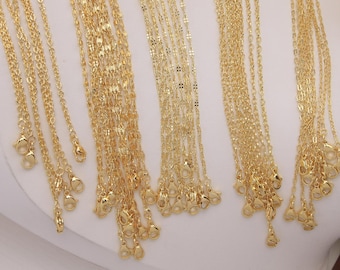 10pcs Gold Plated Hearts Chain, Lip Chains, O-Shape Chain, Dainty Necklace, Adjustable Link Chain