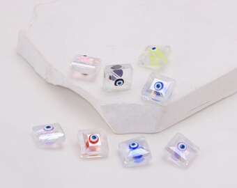 Conjunto de 5 contas de cristal quadradas soltas, multicoloridas, para fazer pulseiras, colares e outros artesanatos com miçangas.