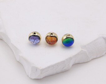 Conjunto de 5 contas de vidro soprado redondas banhadas a ouro, coloridas, para acessórios de bijuteria DIY.