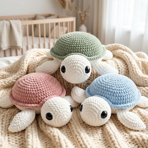 Crochet Jumbo Turtle Pattern | Cute Amigurumi Sea Turtle Plush Toy | Easy No-Sew Beginner Friendly Ocean Animal Crochet (PDF Tutorial)