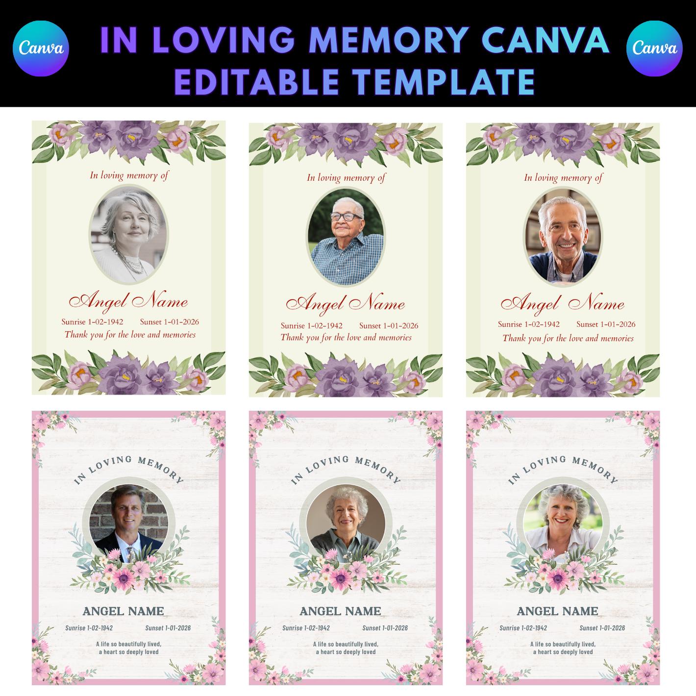 In Loving Memory Template | Funeral Memorial Canva Template | Funeral ...
