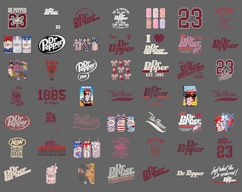 Dr Pepper Png Bundle, Girly Soda Designs, Hearts & Bows, Cute Drink Clipart, Tumbler and Sticker Files, Digital Download