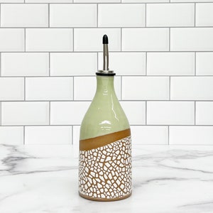 olive oil bottle Crackle Glaze Spout insert. Free shipping Avocado