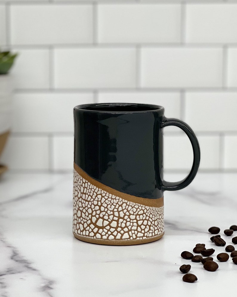 Stoneware Crackle Mug 12oz charcoal gray