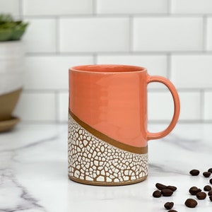 Stoneware Crackle Mug 12oz coral