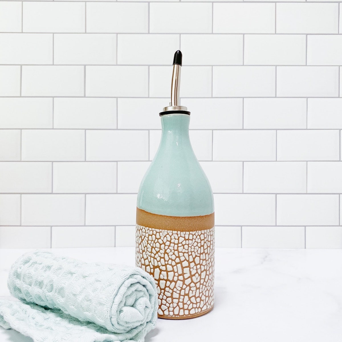 Olive Oil Bottle - Crackle Glaze - Spout Insert. Free Shipping - Etsy