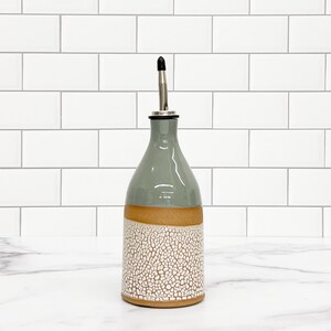 olive oil bottle Crackle Glaze Spout insert. Free shipping Sage Gray