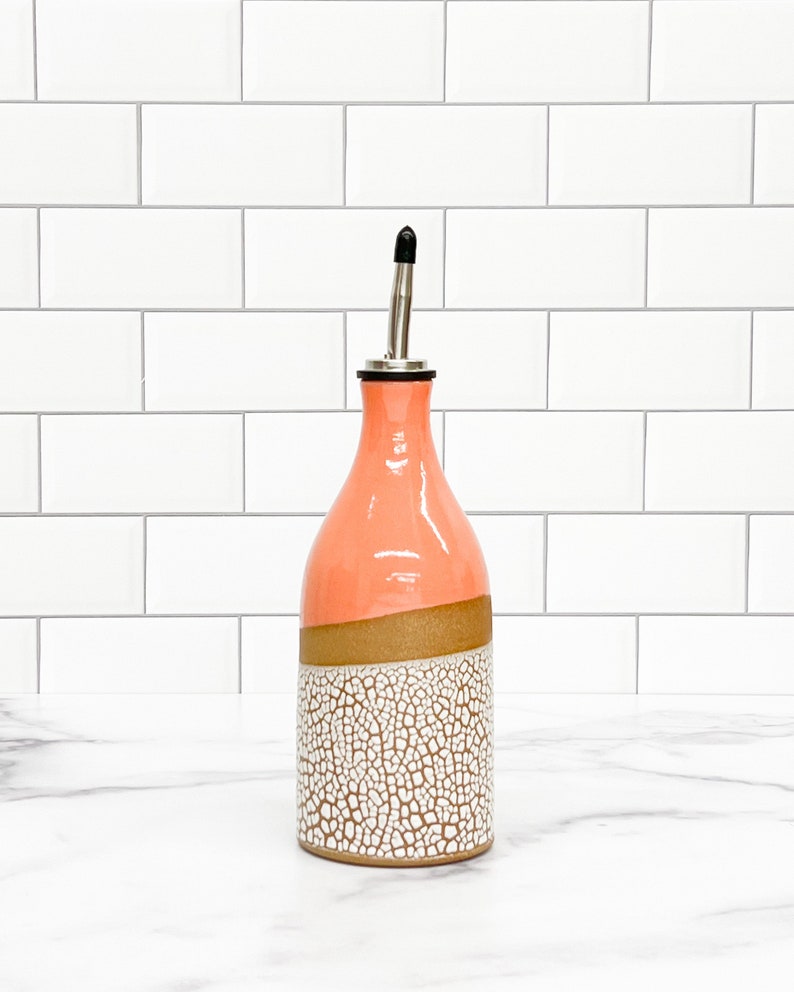 olive oil bottle Crackle Glaze Spout insert. Free shipping Coral